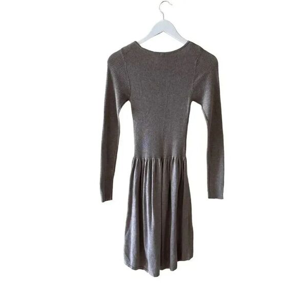 H&M Divided Brown Jersey Knit Round Neck Long Sleeves High Low Cozy Dress SZ 6 - Picture 5 of 8